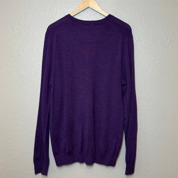 Banana Republic 100% Extra Fine Merino Wool V-Neck Pullover Sweater Purple Large - Picture 3 of 9
